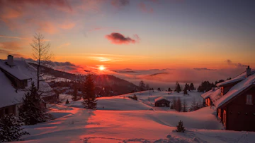 Landscape photography of snow-covered village